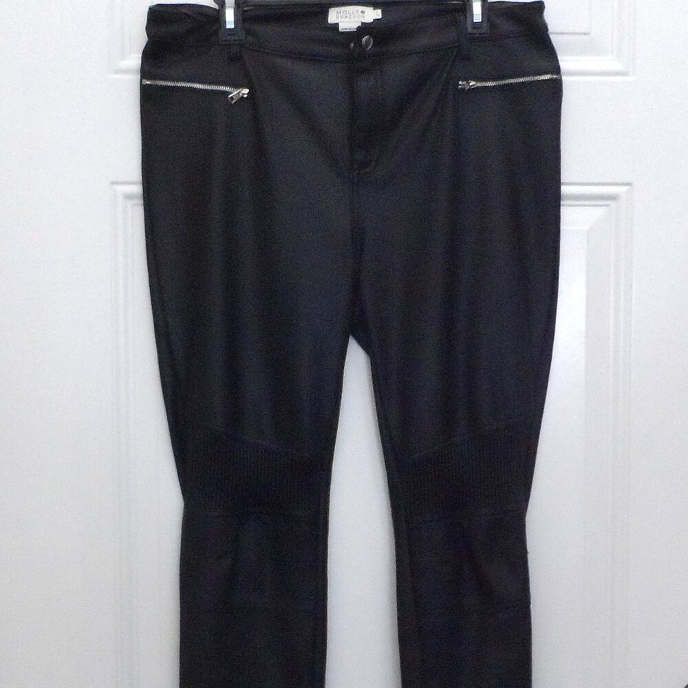 Black Faux Leather Moto Pants Size L